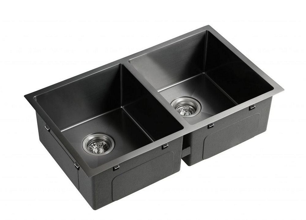 Nano Black Double Bowl Square Sink // Plumbing Clearance Centre