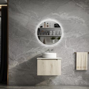 Calder Wall Hung Vanity w/ Stone Top - Timber