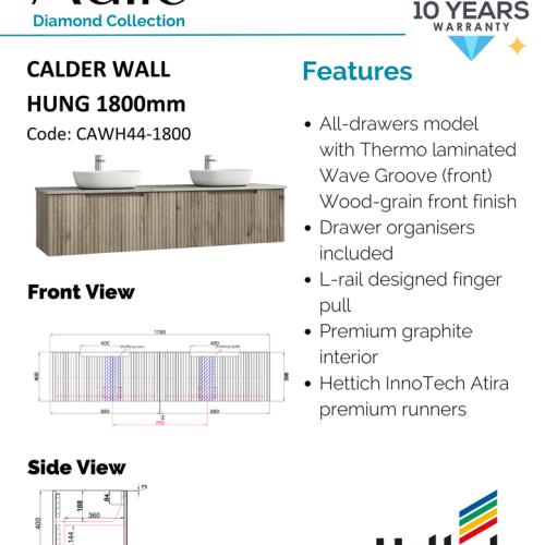VANITIES - Calder Wall Hung Vanity w/ Stone Top