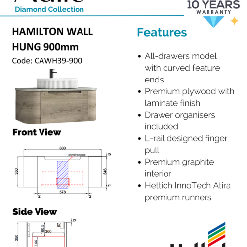 VANITIES - Hamilton Wall Hung Vanity Cabinet Only