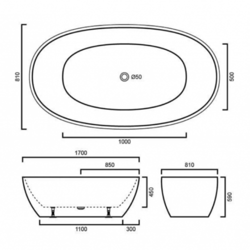 BATHS - Stella Matt Black Free Standing Bath Tub