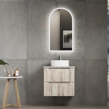 Tuscana Wall Hung Vanity w/ Ceramic Top - Timber