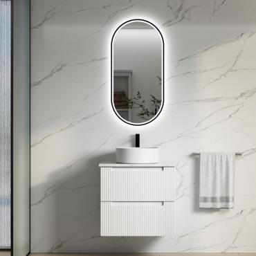 Verona Wall Hung Vanity w/ Stone Top - White (Matt)