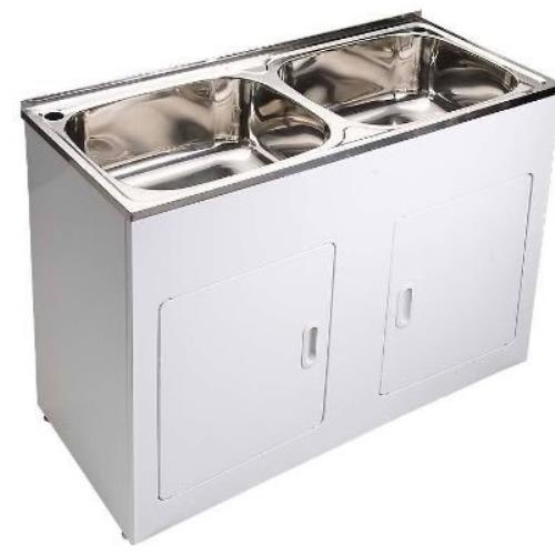 SINKS AND TROUGHS - Double 45 Litre Laundry Trough and Cabinet