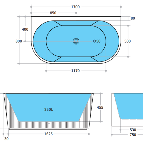 BATHS - BRIGHTON Fluted Back to Wall Bath - Matt Black BATHS - BRIGHTON Fluted Back to Wall Bath - Matt Black