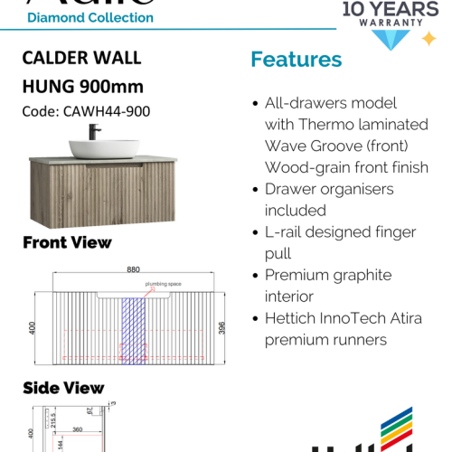 VANITIES - Calder Wall Hung Vanity w/ Ceramic Top VANITIES - Calder Wall Hung Vanity w/ Ceramic Top