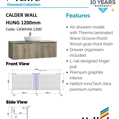 VANITIES - Calder Wall Hung Vanity w/ Ceramic Top VANITIES - Calder Wall Hung Vanity w/ Ceramic Top