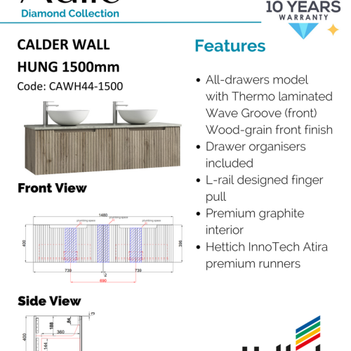 VANITIES - Calder Wall Hung Vanity w/ Ceramic Top VANITIES - Calder Wall Hung Vanity w/ Ceramic Top