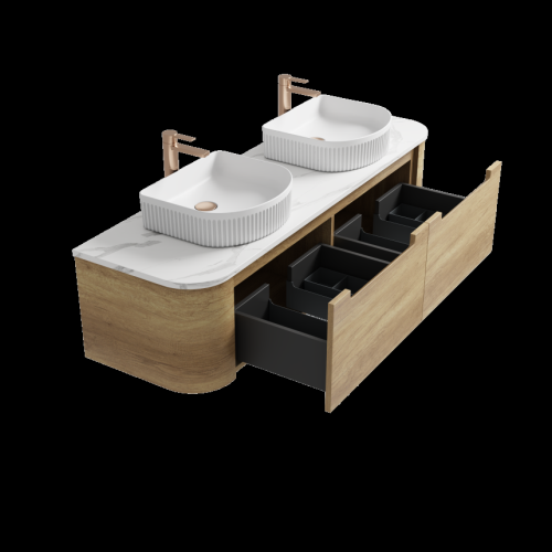 VANITIES - Carita Wall Hung Vanity w/ Stone Top VANITIES - Carita Wall Hung Vanity w/ Stone Top