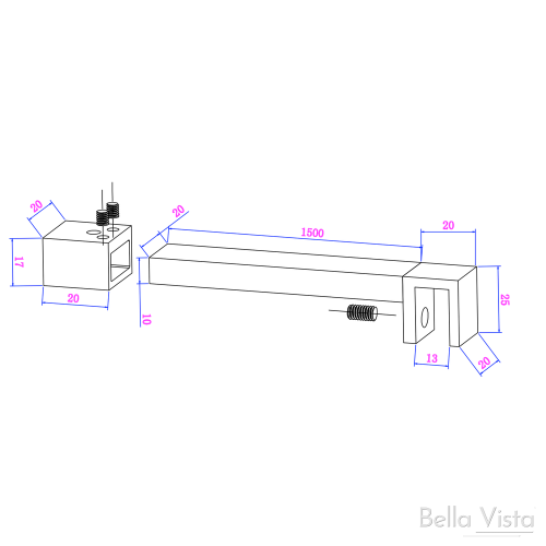 SHOWERS - Glass Panel Support Rod - Square SHOWERS - Glass Panel Support Rod - Square