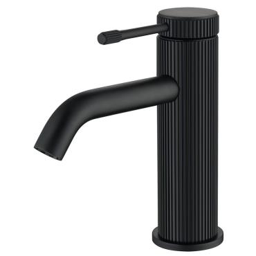 Mica Fluted Basin Mixer - Black