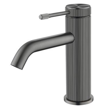 Mica Fluted Basin Mixer - Gun Metal Grey
