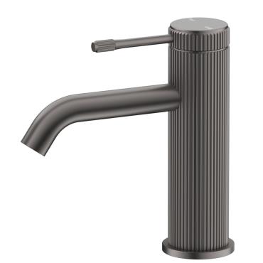 Mica Fluted Basin Mixer - Gun Metal Grey