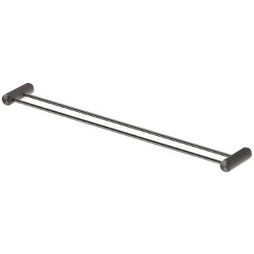 Mica Fluted Double Towel Rail - Gun Metal Grey