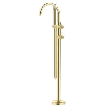 Mica Fluted Freestanding Bath Mixer with Hand Shower - French Gold