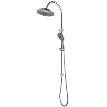 Mica Fluted Gooseneck Dual Shower Rail - Brushed Nickel