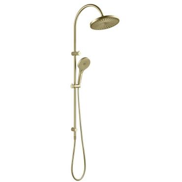 Mica Fluted Gooseneck Dual Shower Rail - French Gold