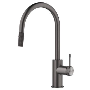 Mica Fluted Pull-Out Sink Mixer - Gun Metal Grey