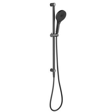 Mica Fluted Shower Rail - Inbuilt Inlet - Gun Metal Grey