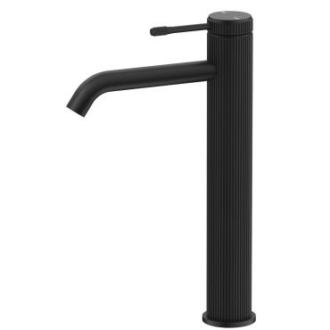 Mica Fluted Tall Basin Mixer - Black