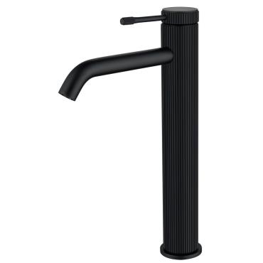 Mica Fluted Tall Basin Mixer - Black