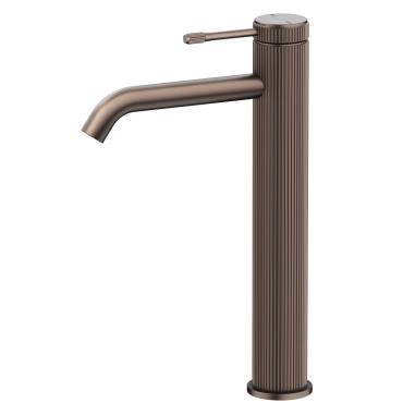 Mica Fluted Tall Basin Mixer - Dusk Bronze