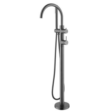 Mica Freestanding Bath Mixer w/ Handshower - Gun Metal Grey