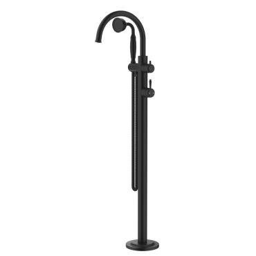 Mica Heritage Freestanding Bath Mixer with Hand Shower - Black