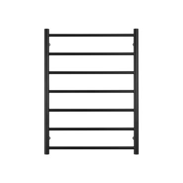 7 Bar Heated Towel Ladder - Round - 240 Volt - Black (Matt)