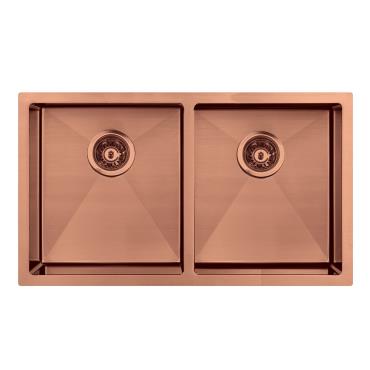 Atlas Double Square Under Mount Sink - Brushed Copper