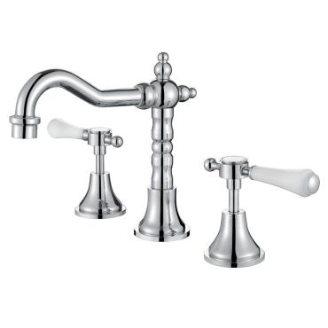 Lillian Lever Basin Set with Ceramic White Handle - Chrome