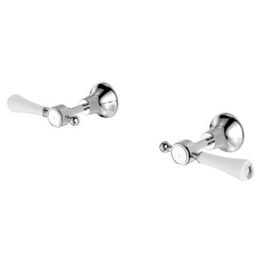 Lillian Lever Wall Top Assemblies with Ceramic White Handle - Chrome