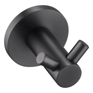 Mica Double Robe Hook - Gun Metal Grey