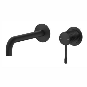 Mica Fluted Wall-Spout Combo - Black