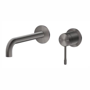 Mica Fluted Wall-Spout Combo - Gun Metal Grey
