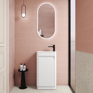 Mini Hartelle Fluted Floor Vanity - White (Matt)