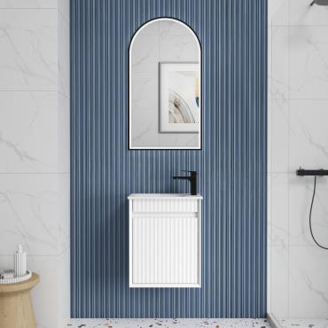 Mini Ravia Fluted Wall Hung Vanity - White (Matt)