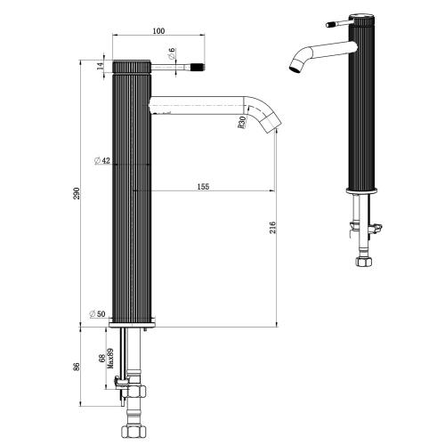 TAPWARE - Mica Fluted Tall Basin Mixer