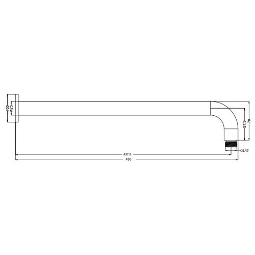 TAPWARE - Mica Wall Shower Arm - 450mm - Curved