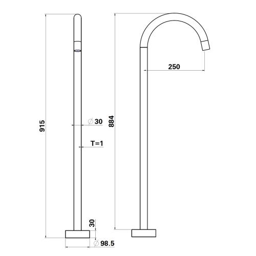 TAPWARE - Mica Freestanding Bath Fillers - Gunmetal