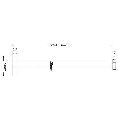 SHOWERS - Cresta Ceiling Arm - 300/450mm - Brushed Gold