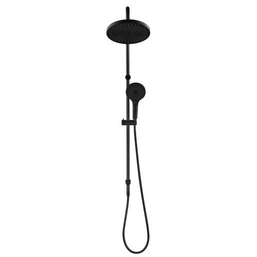 SHOWERS - Mica Fluted Gooseneck Dual Shower Rail - Black