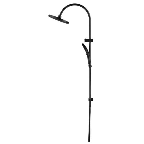 SHOWERS - Mica Fluted Gooseneck Dual Shower Rail - Black