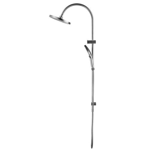 SHOWERS - Mica Fluted Gooseneck Dual Shower Rail - Brushed Nickel