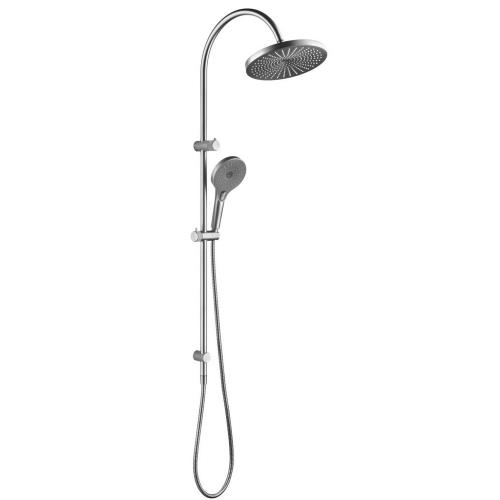 SHOWERS - Mica Fluted Gooseneck Dual Shower Rail - Brushed Nickel