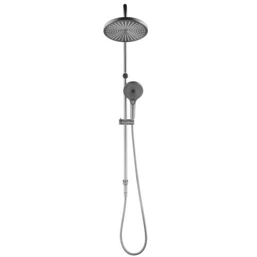 SHOWERS - Mica Fluted Gooseneck Dual Shower Rail - Brushed Nickel