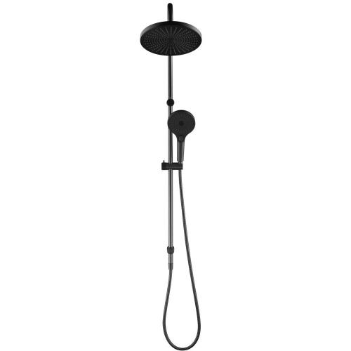 SHOWERS - Mica Fluted Gooseneck Dual Shower Rail - Gunmetal