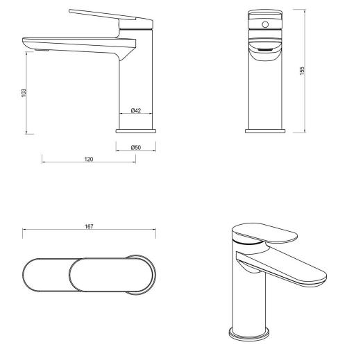 TAPWARE - Lantra Basin Mixer - French Gold