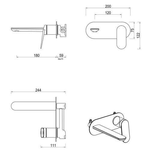TAPWARE - Lantra Wall-Spout Combo - 1P - French Gold