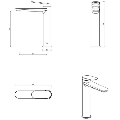 TAPWARE - Lantra Tall Basin Mixer - French Gold
